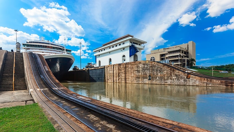 Miraflores Visitors Center with a view of the Panama Canal and surrounding area